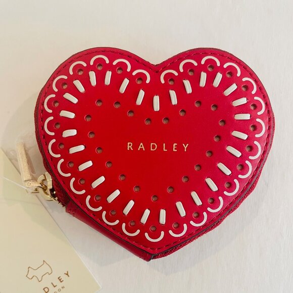 Radley London Leather Heart Shaped Coin Purse, red - Picture 1 of 10